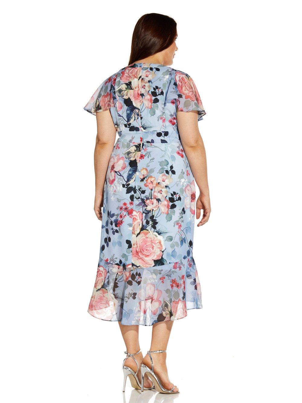 Dresses Plus Floral Faux Wrap Ruffle Dress Adrianna Papell